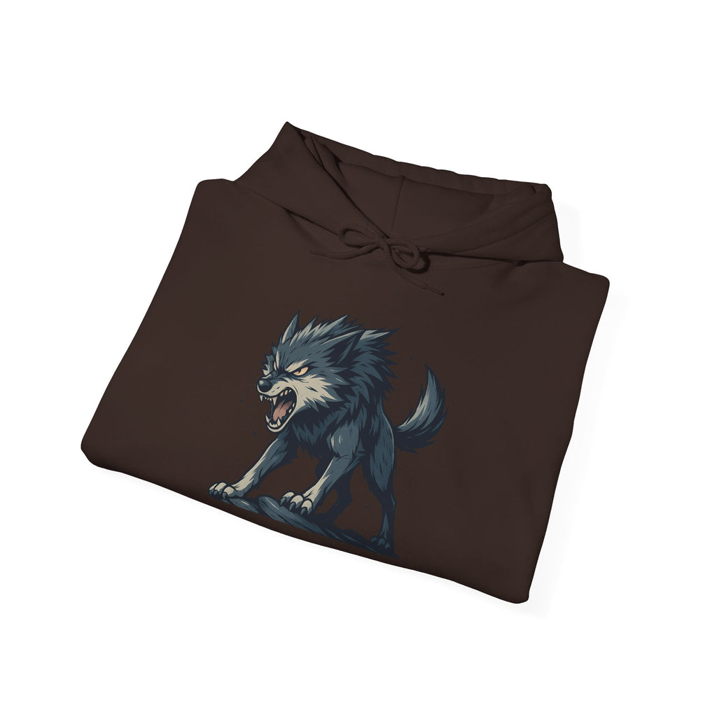 Growling Wolf Illustration Hoodie | Fierce Werewolf Graphic Sweatshirt
