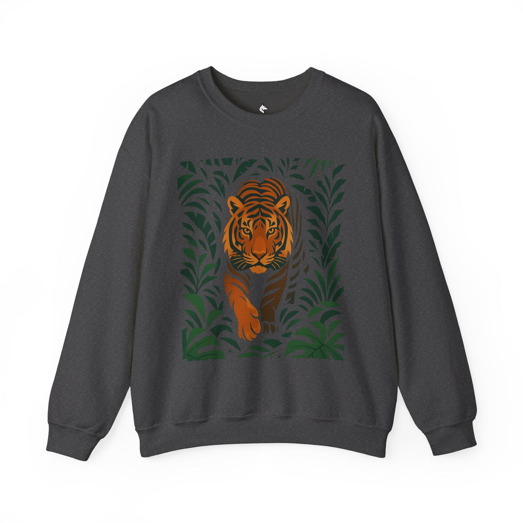 Tiger in the Jungle Crewneck Sweatshirt — Bold Tiger Graphic Pullover