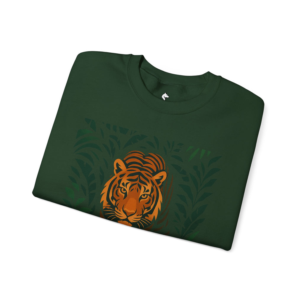Tiger in the Jungle Crewneck Sweatshirt — Bold Tiger Graphic Pullover
