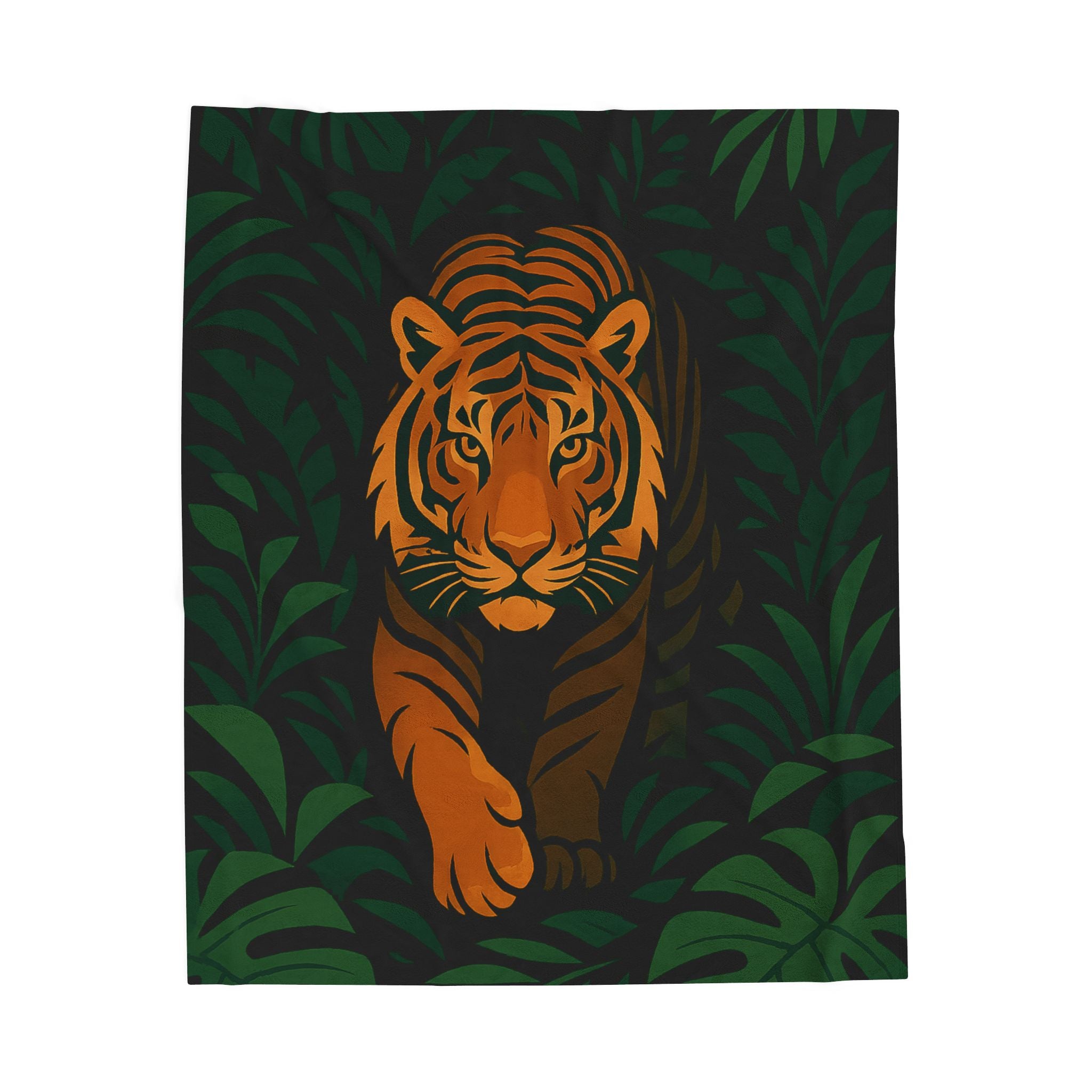 Tiger in the Jungle Velveteen Plush Blanket | Safari Animal Throw