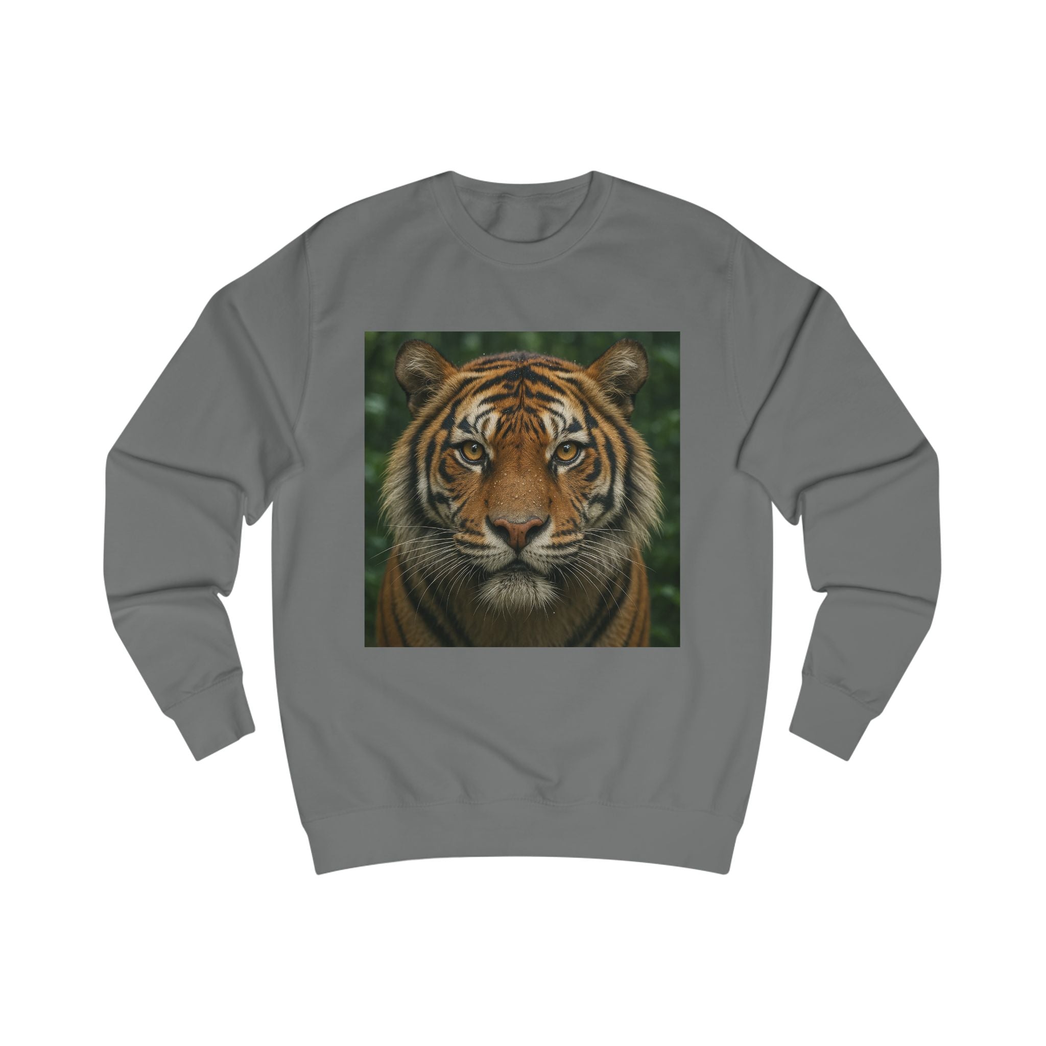 Tiger Portrait Sweatshirt — Realistic Wild Cat Face Crewneck