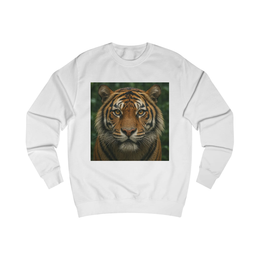 Tiger Portrait Sweatshirt — Realistic Wild Cat Face Crewneck
