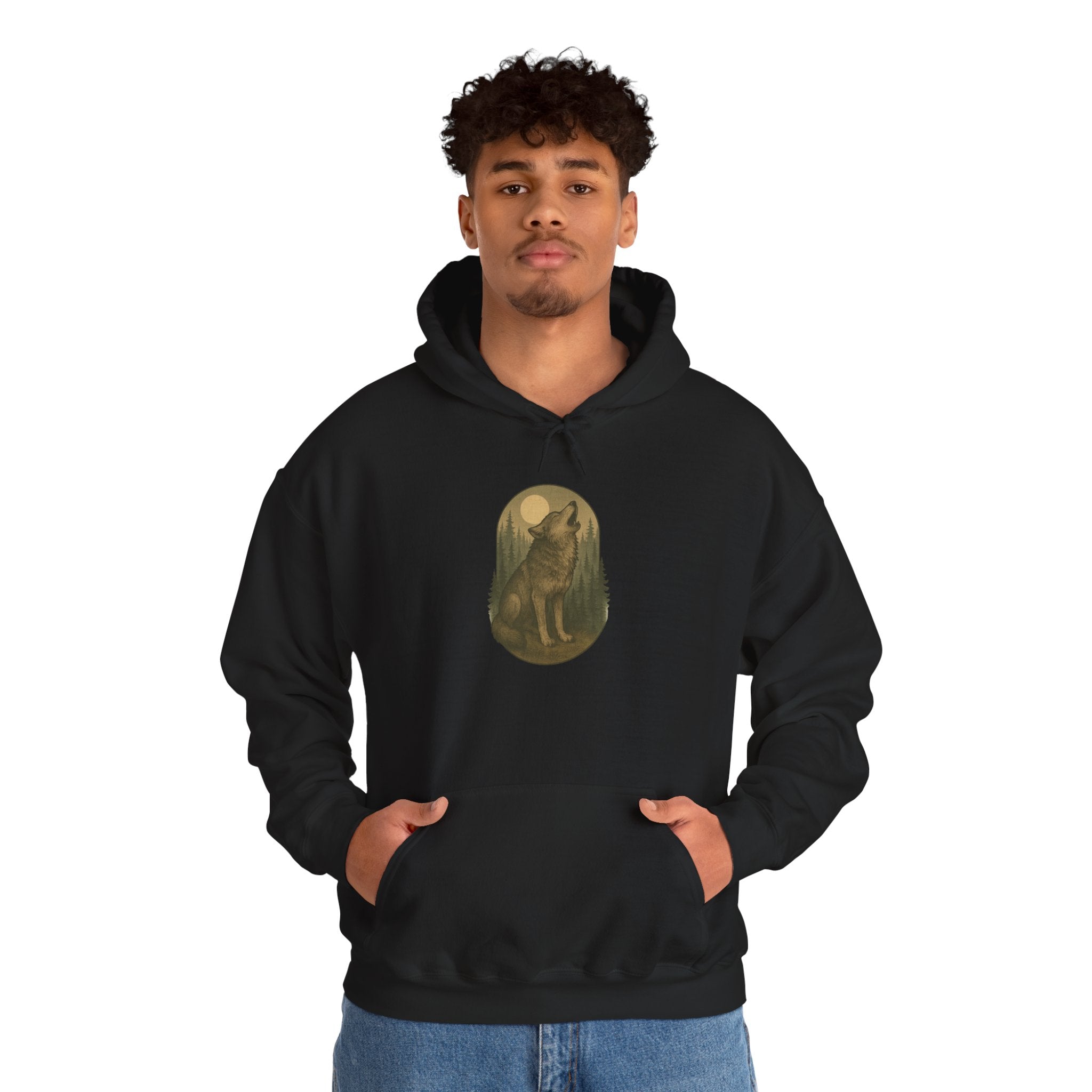 Howling Wolf Moon Hoodie — Vintage Moon Wolf  Sweatshirt