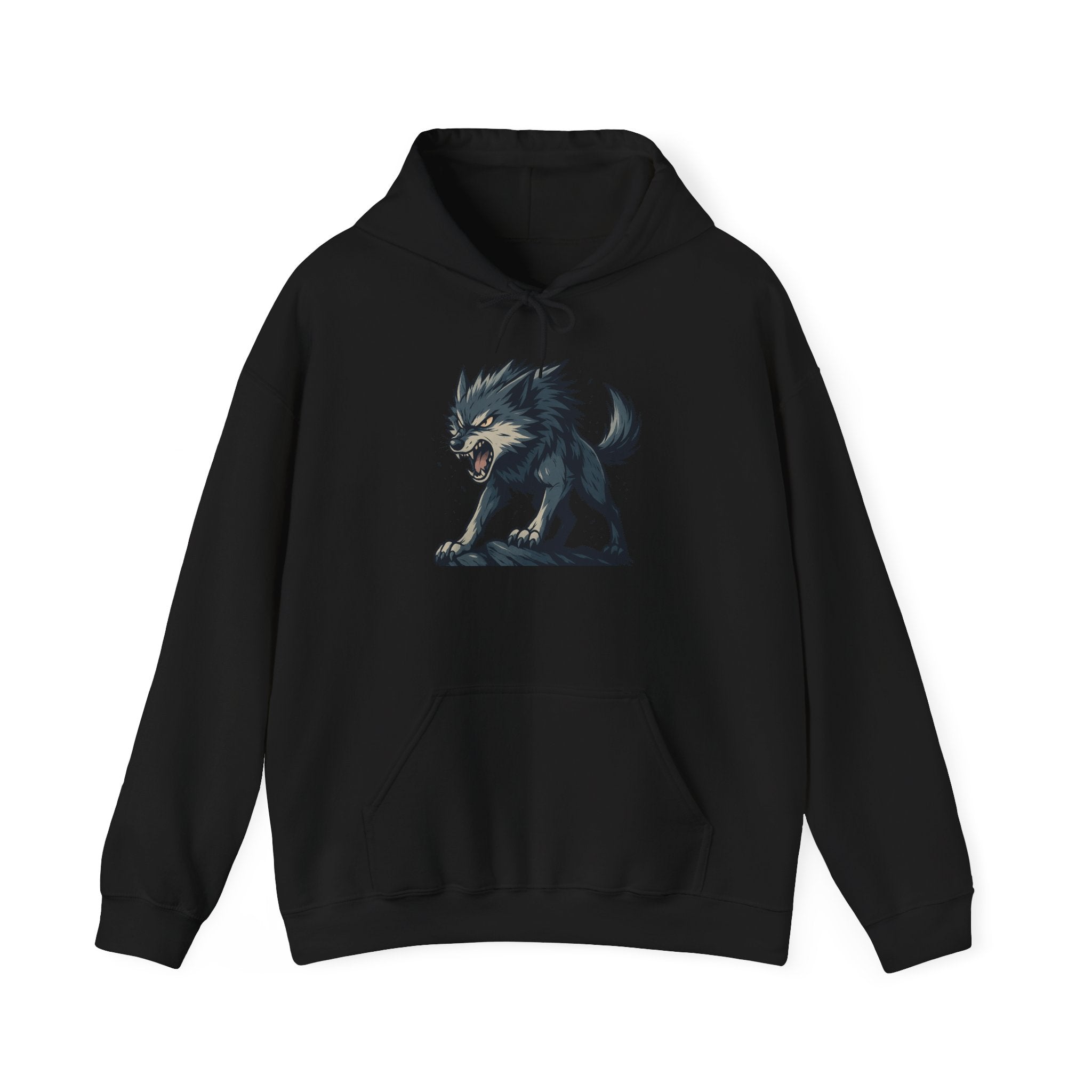 Growling Wolf Illustration Hoodie | Fierce Werewolf Graphic Sweatshirt