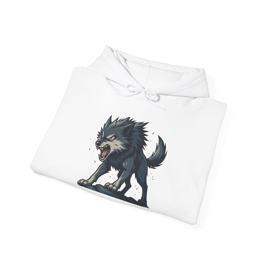 Growling Wolf Illustration Hoodie | Fierce Werewolf Graphic Sweatshirt
