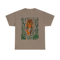 Tiger Jungle Illustration Tee | Botanical Leaves, Stalking Tiger