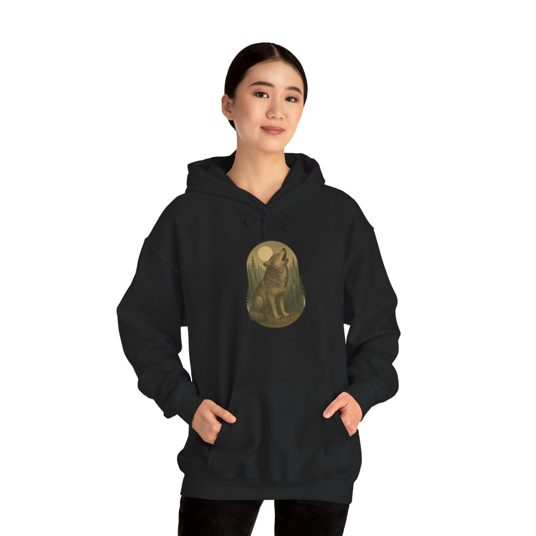 Howling Wolf Moon Hoodie — Vintage Moon Wolf  Sweatshirt