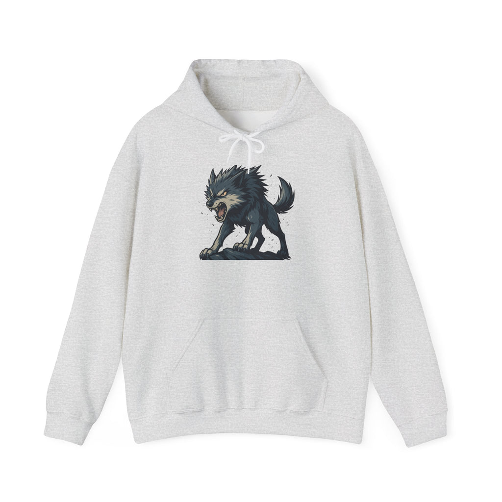 Growling Wolf Illustration Hoodie | Fierce Werewolf Graphic Sweatshirt
