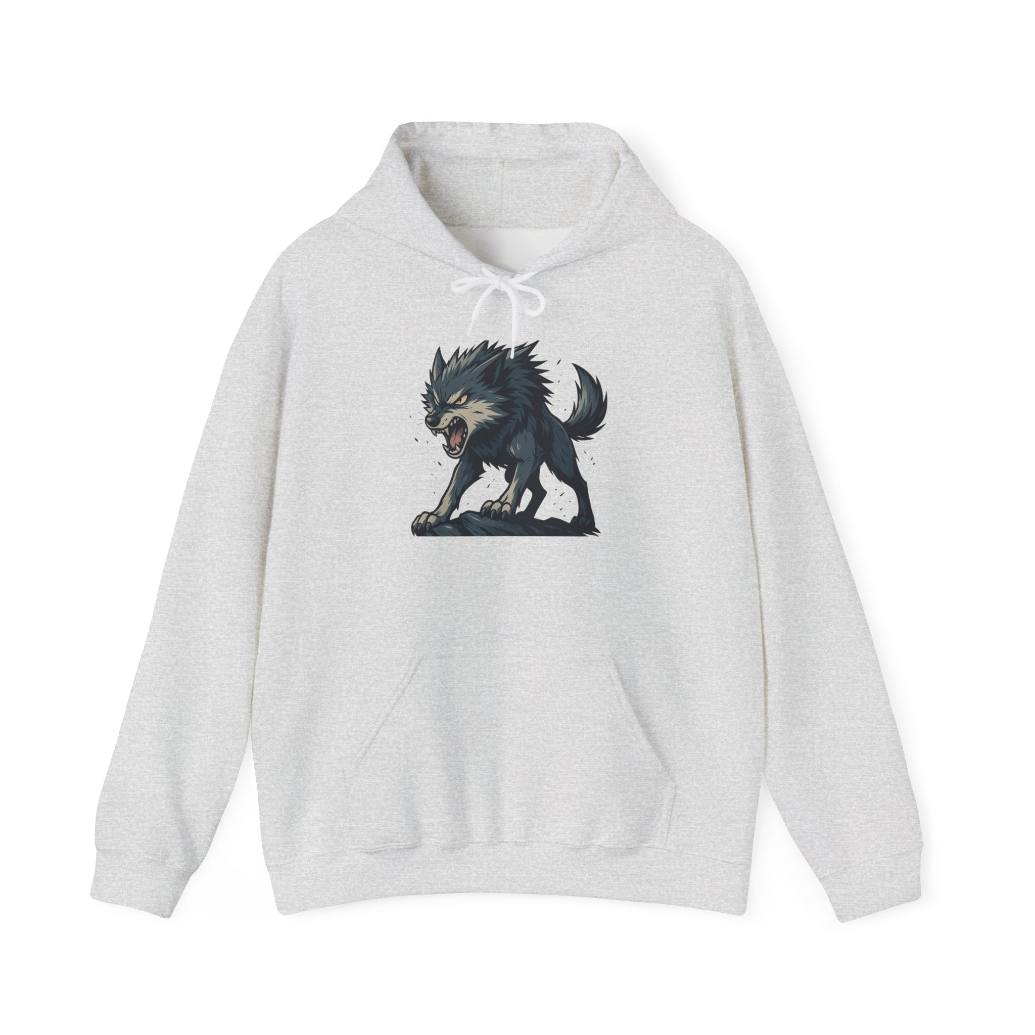 Growling Wolf Illustration Hoodie | Fierce Werewolf Graphic Sweatshirt
