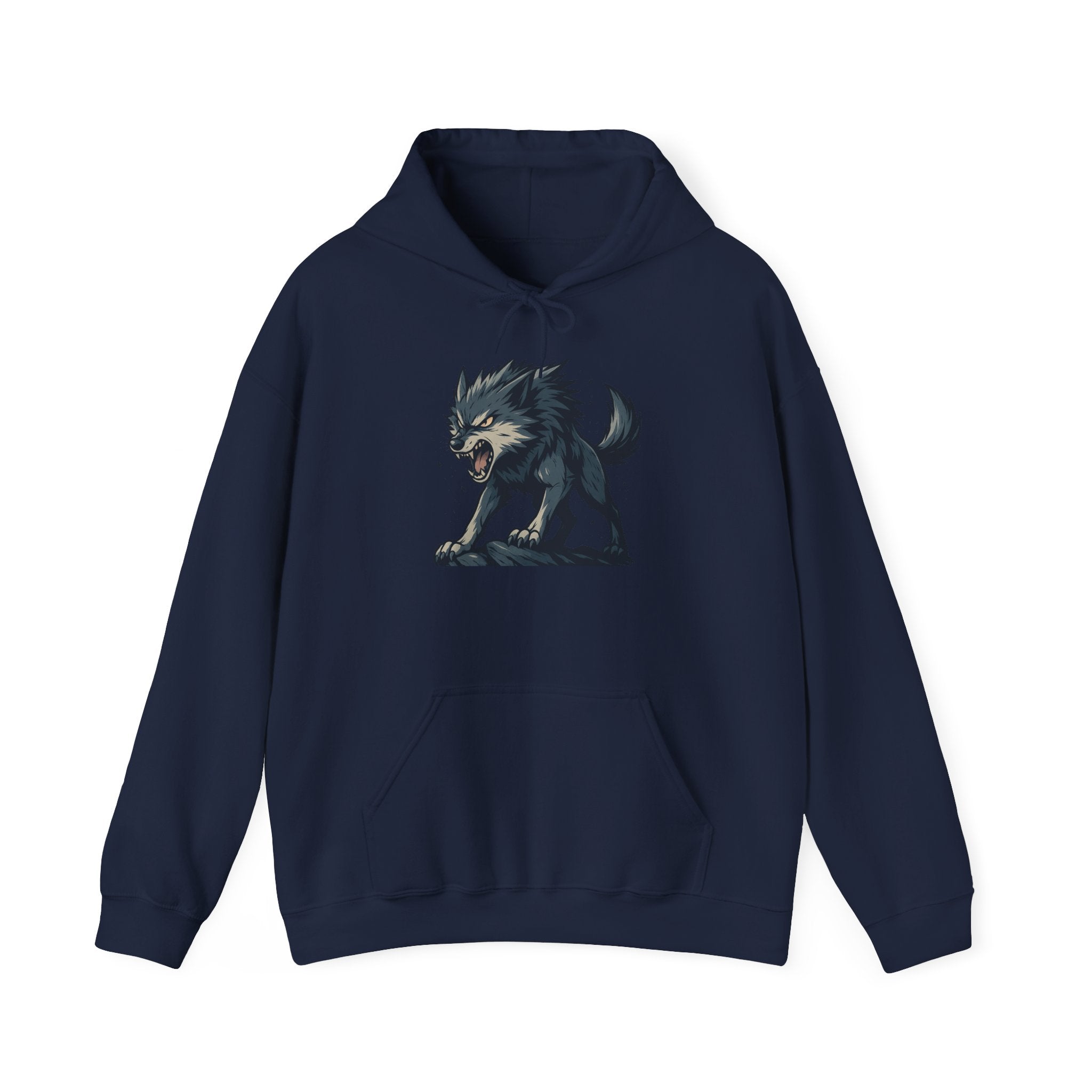 Growling Wolf Illustration Hoodie | Fierce Werewolf Graphic Sweatshirt