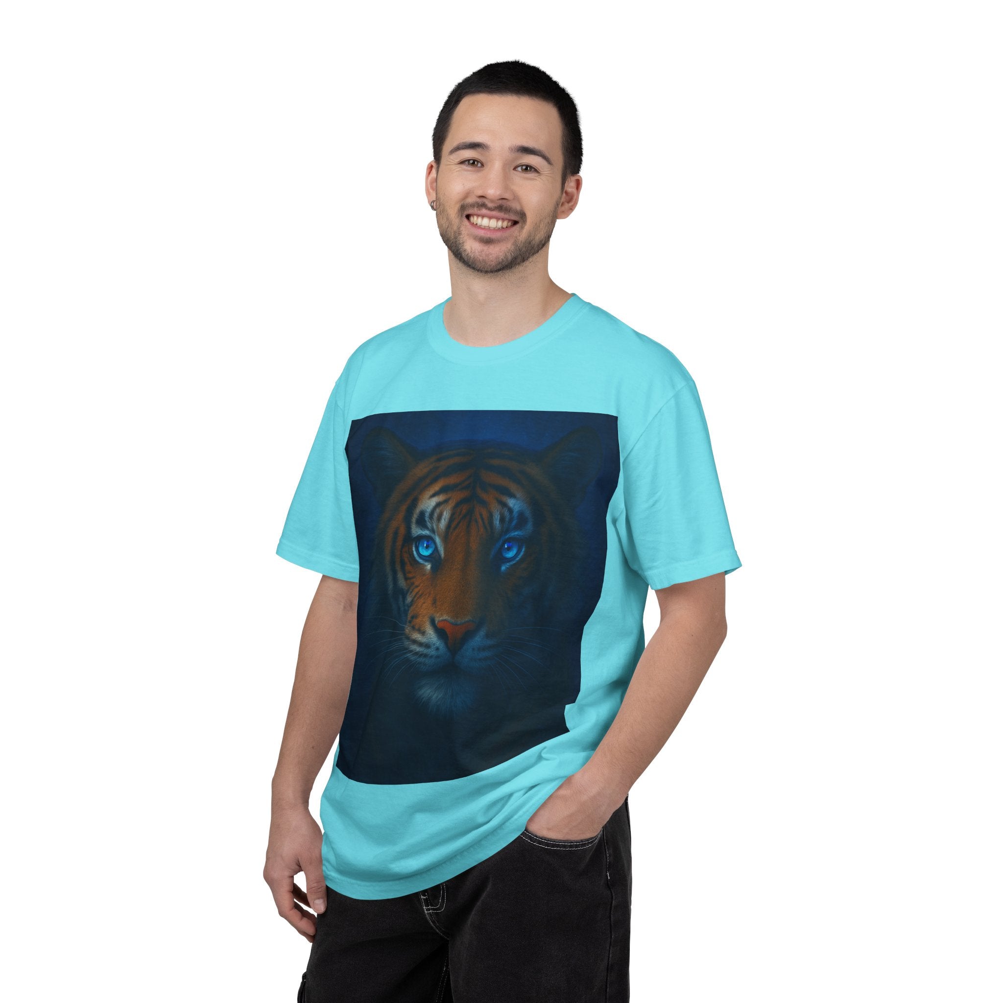Blue-Eyed Tiger Portrait T-Shirt | Tiger Face Tee