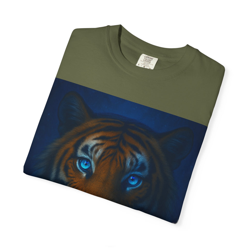 Blue-Eyed Tiger Portrait T-Shirt | Tiger Face Tee