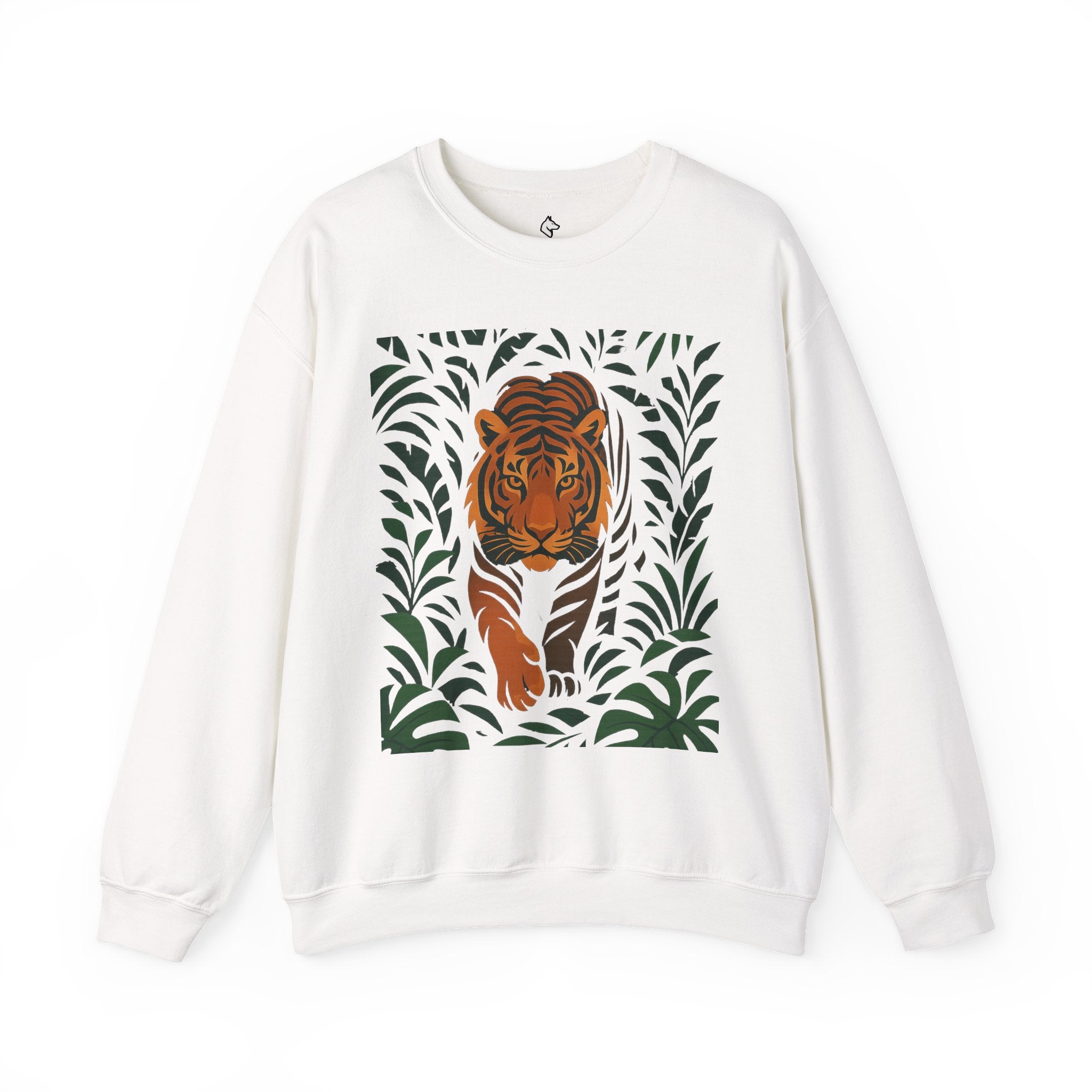 Tiger in the Jungle Crewneck Sweatshirt — Bold Tiger Graphic Pullover