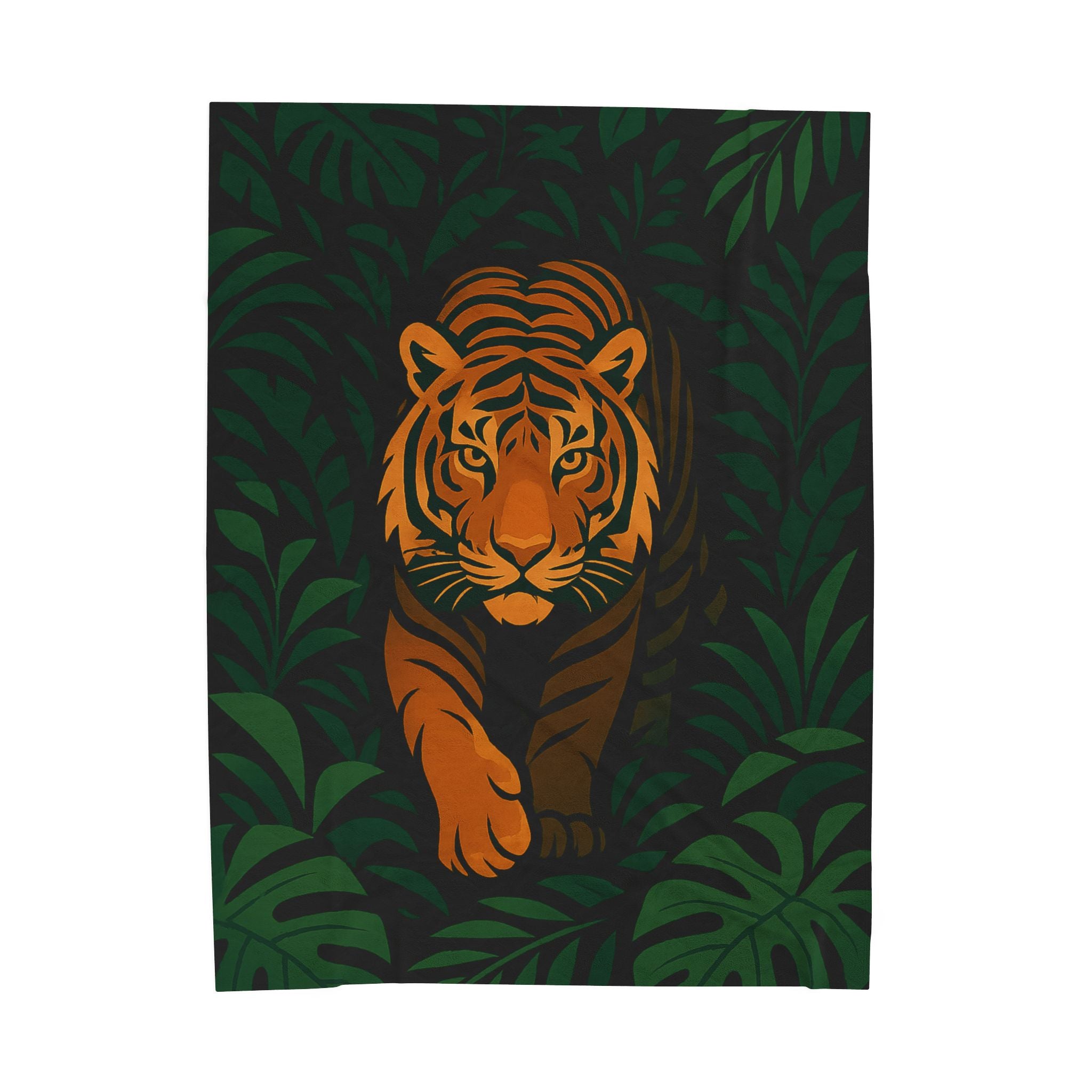 Tiger in the Jungle Velveteen Plush Blanket | Safari Animal Throw