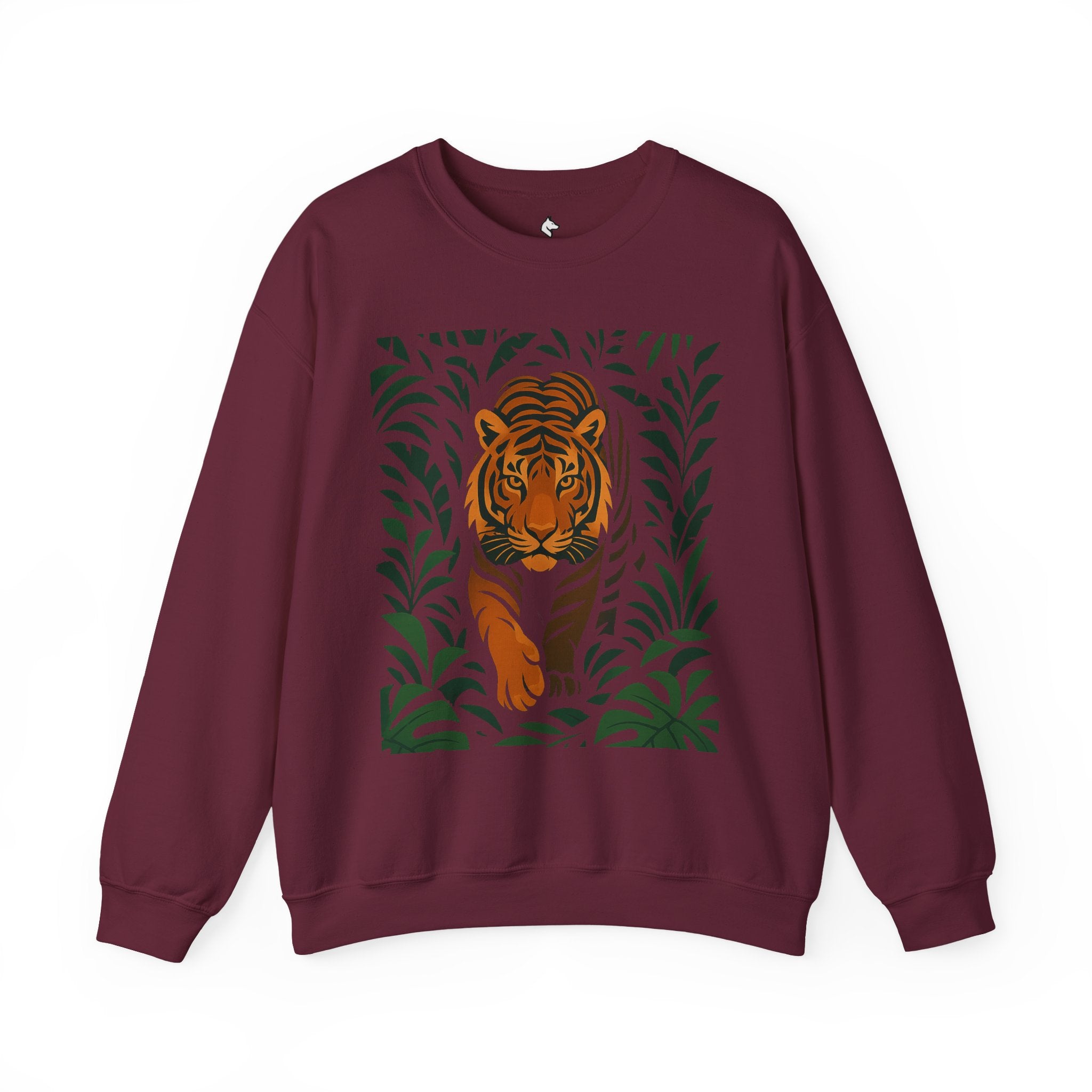 Tiger in the Jungle Crewneck Sweatshirt — Bold Tiger Graphic Pullover