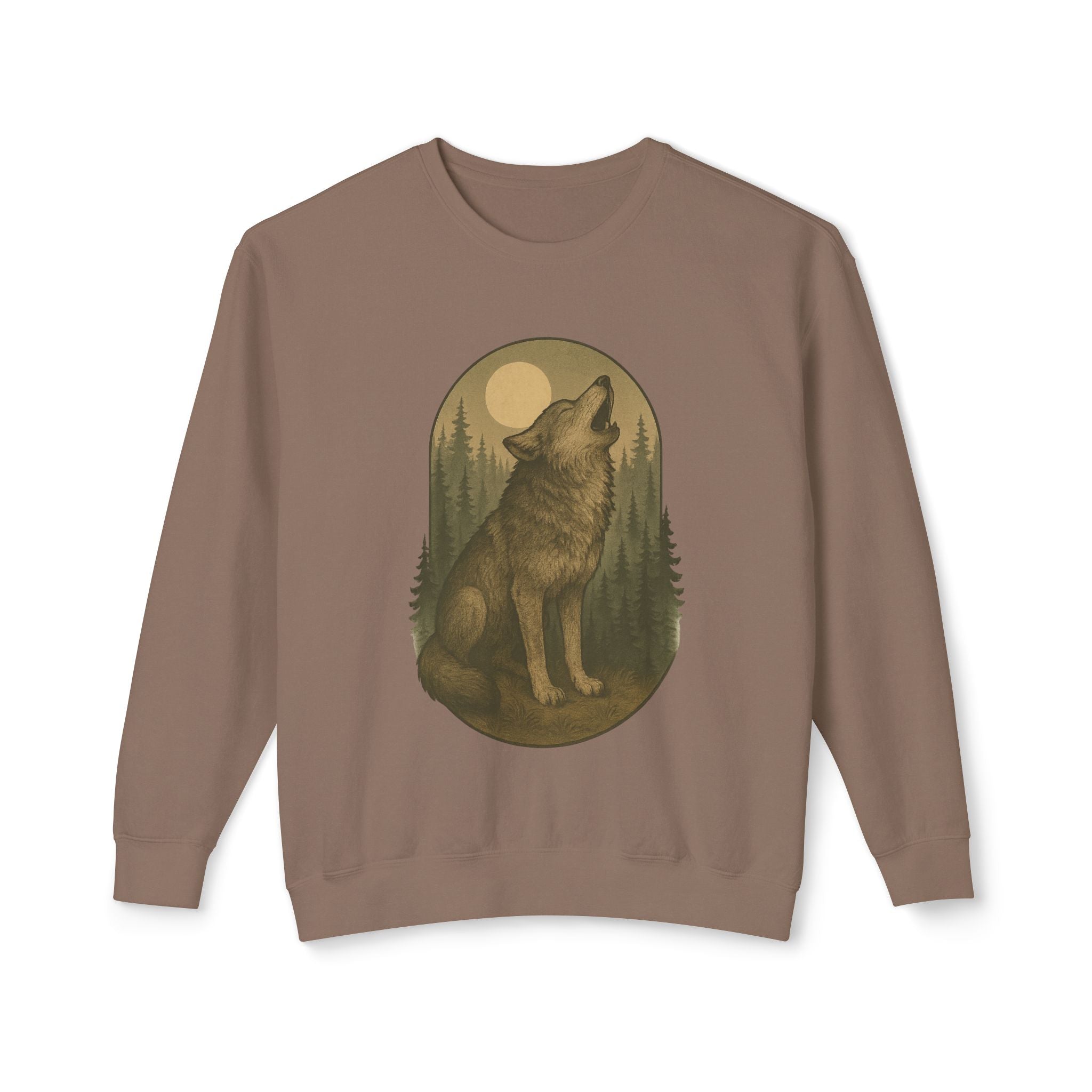 Howling Wolf Crewneck Sweatshirt | Moonlit Forest Wildlife Graphic