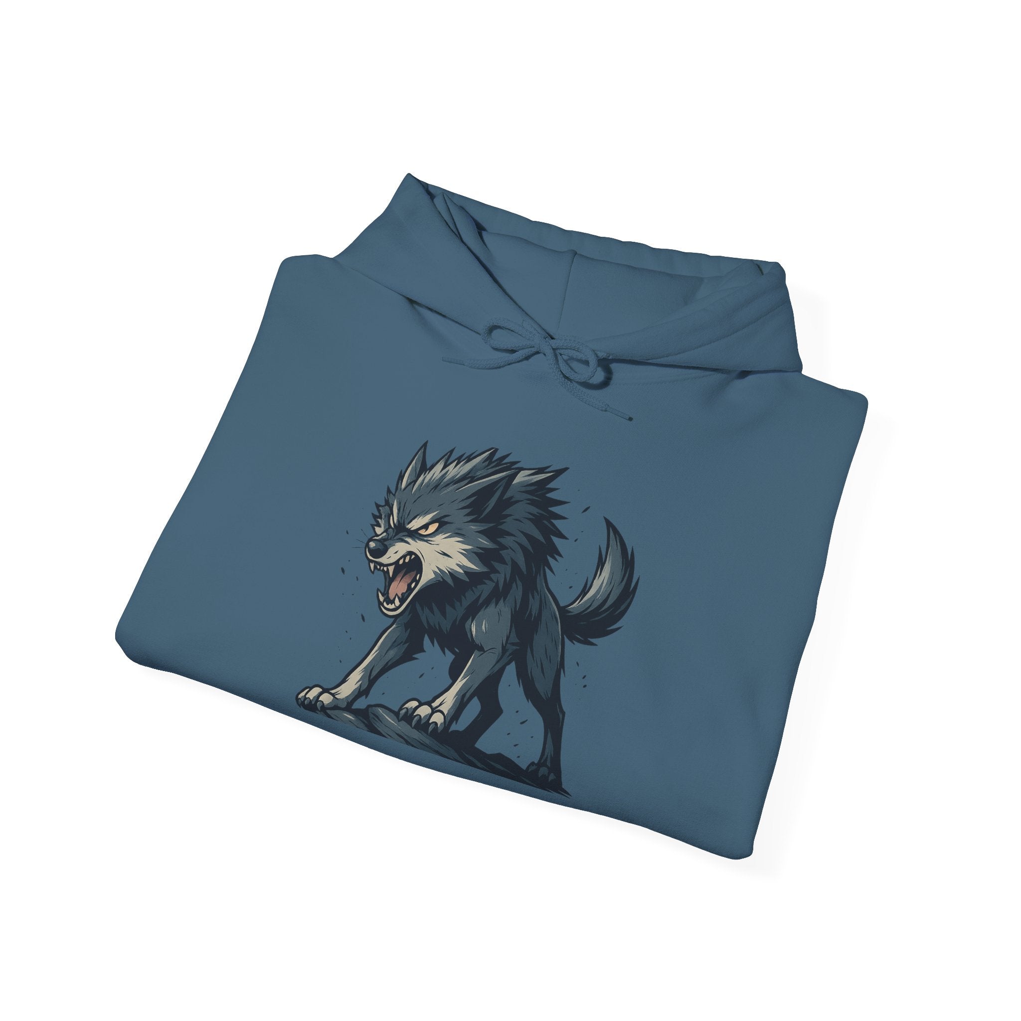 Growling Wolf Illustration Hoodie | Fierce Werewolf Graphic Sweatshirt