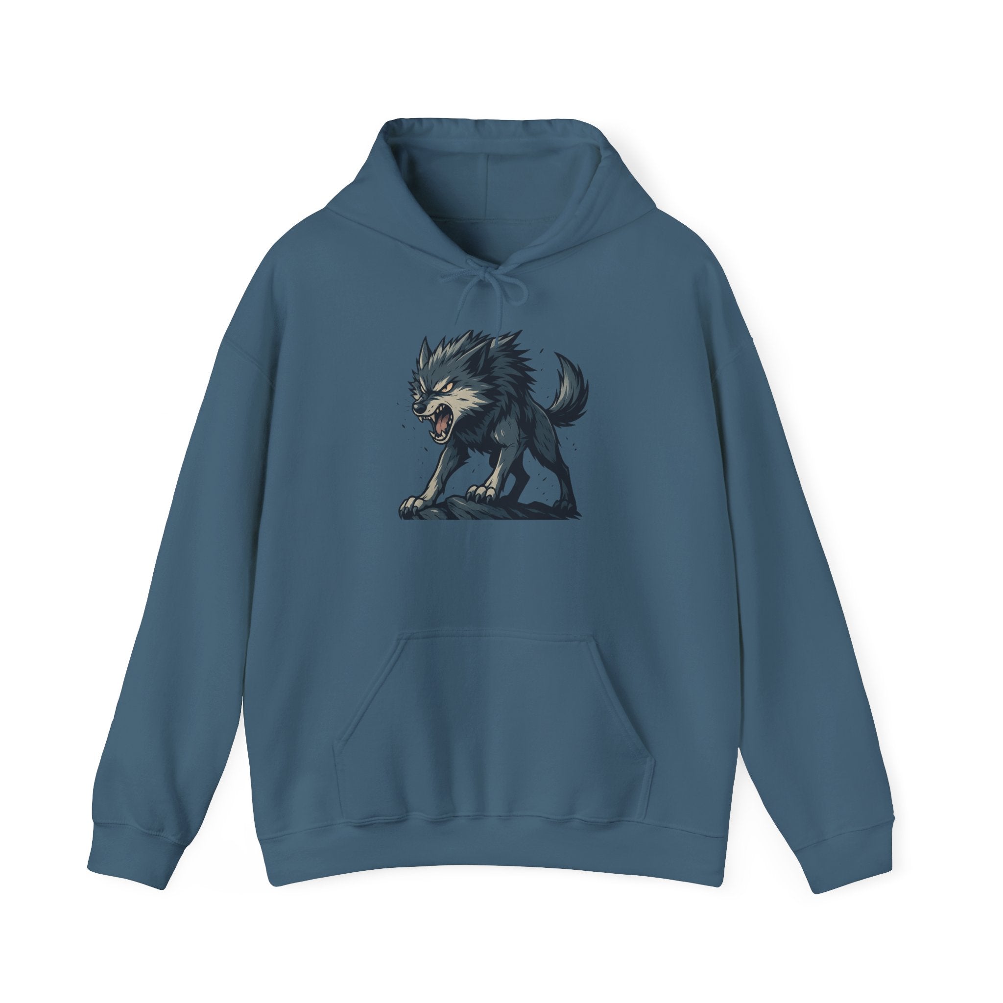 Growling Wolf Illustration Hoodie | Fierce Werewolf Graphic Sweatshirt