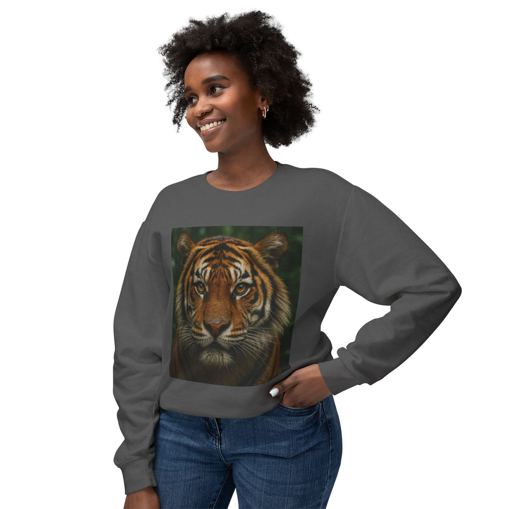 Tiger Face Crewneck Sweatshirt — Realistic Bengal Tiger Graphic