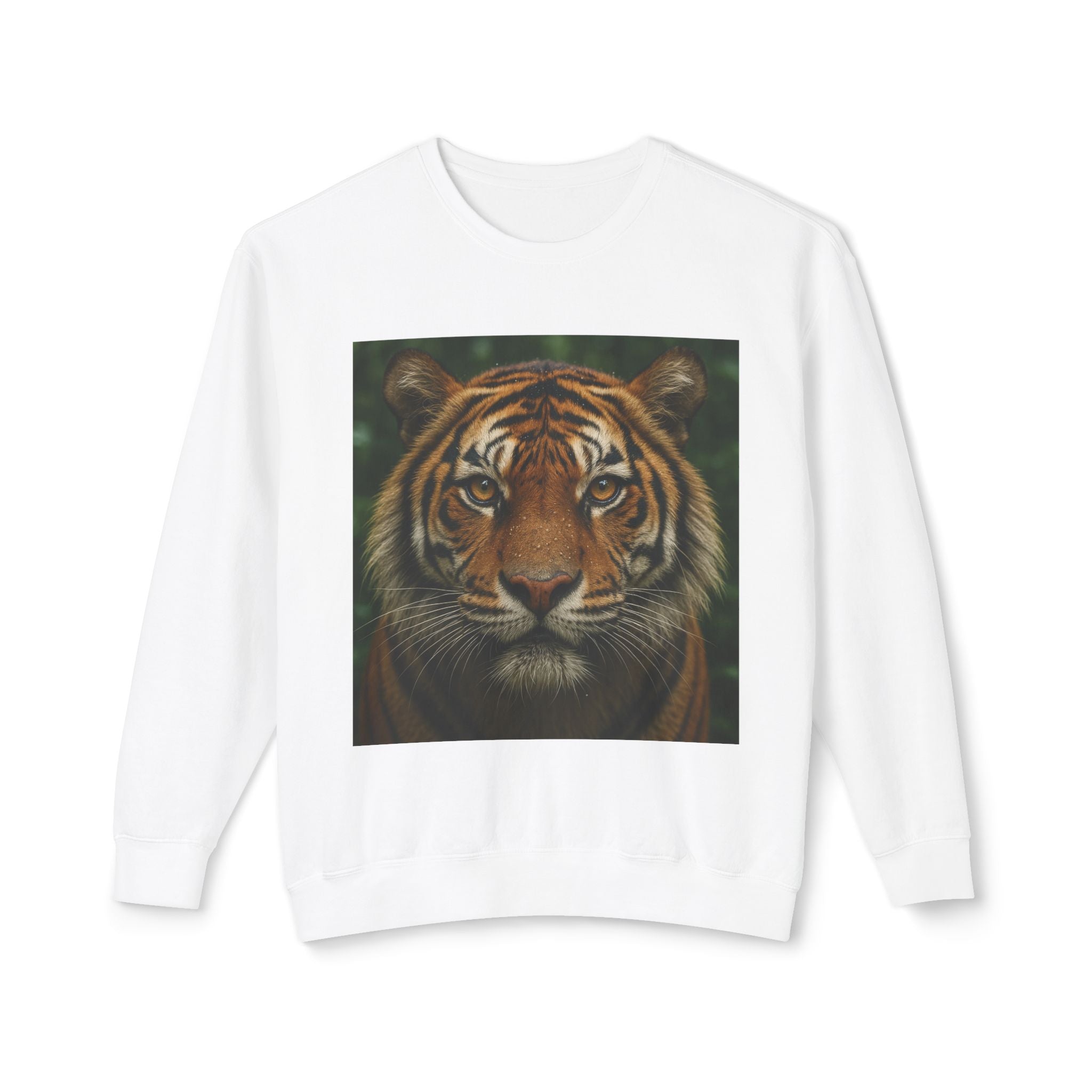 Tiger Face Crewneck Sweatshirt — Realistic Bengal Tiger Graphic