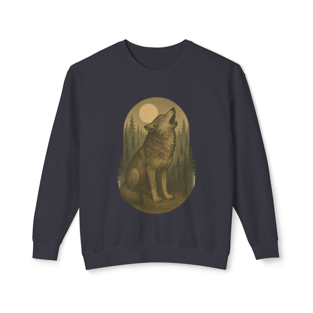 Howling Wolf Crewneck Sweatshirt | Moonlit Forest Wildlife Graphic