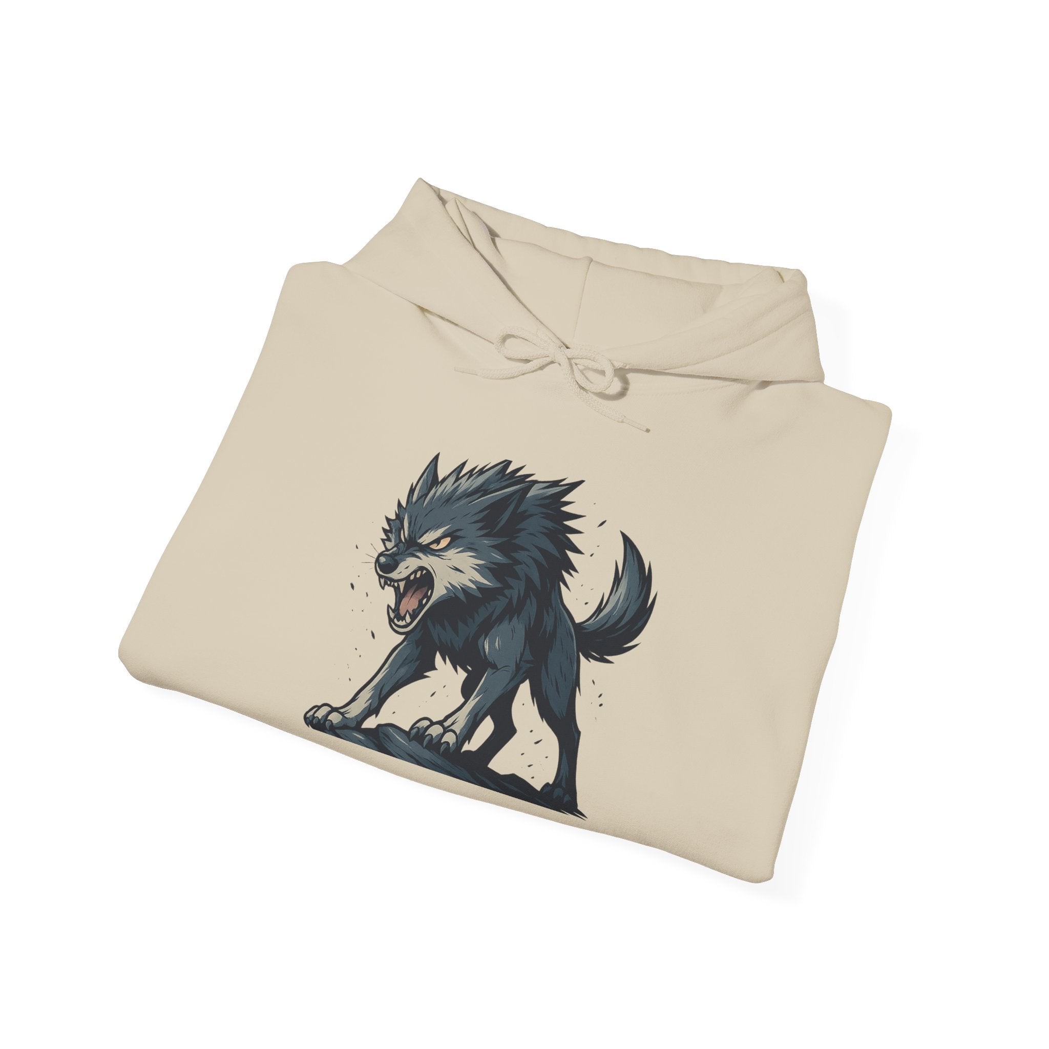 Growling Wolf Illustration Hoodie | Fierce Werewolf Graphic Sweatshirt