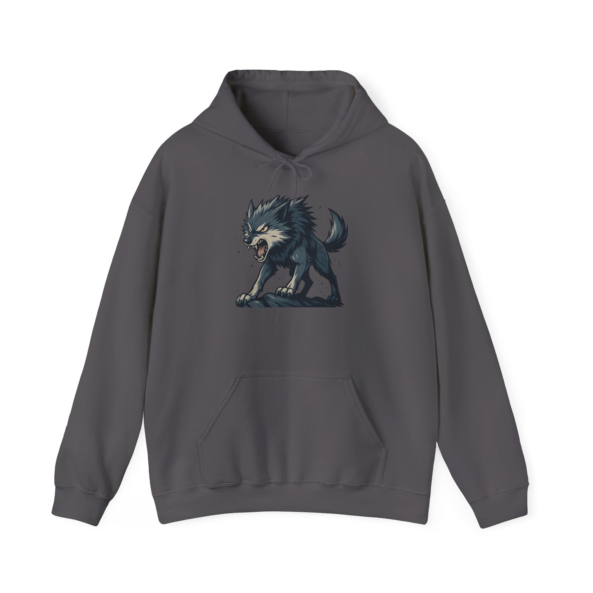 Growling Wolf Illustration Hoodie | Fierce Werewolf Graphic Sweatshirt
