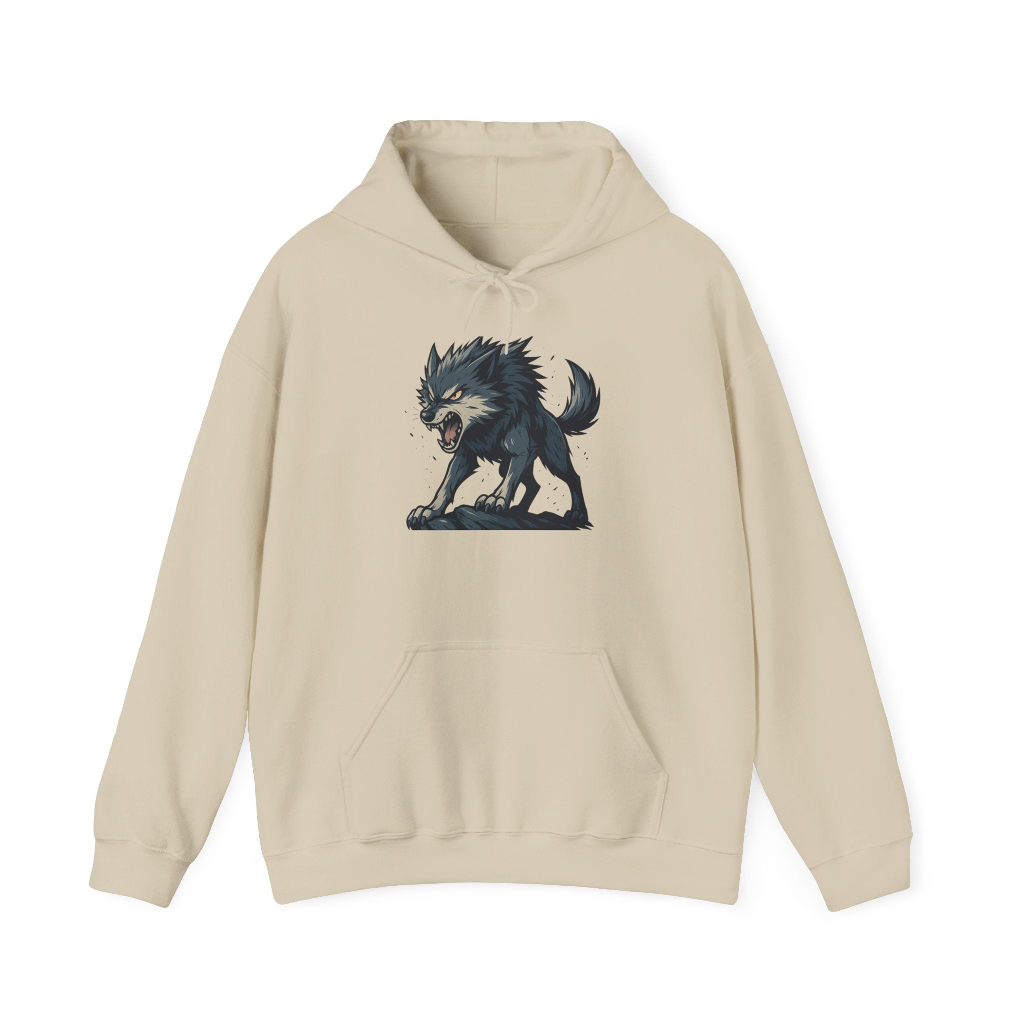 Growling Wolf Illustration Hoodie | Fierce Werewolf Graphic Sweatshirt