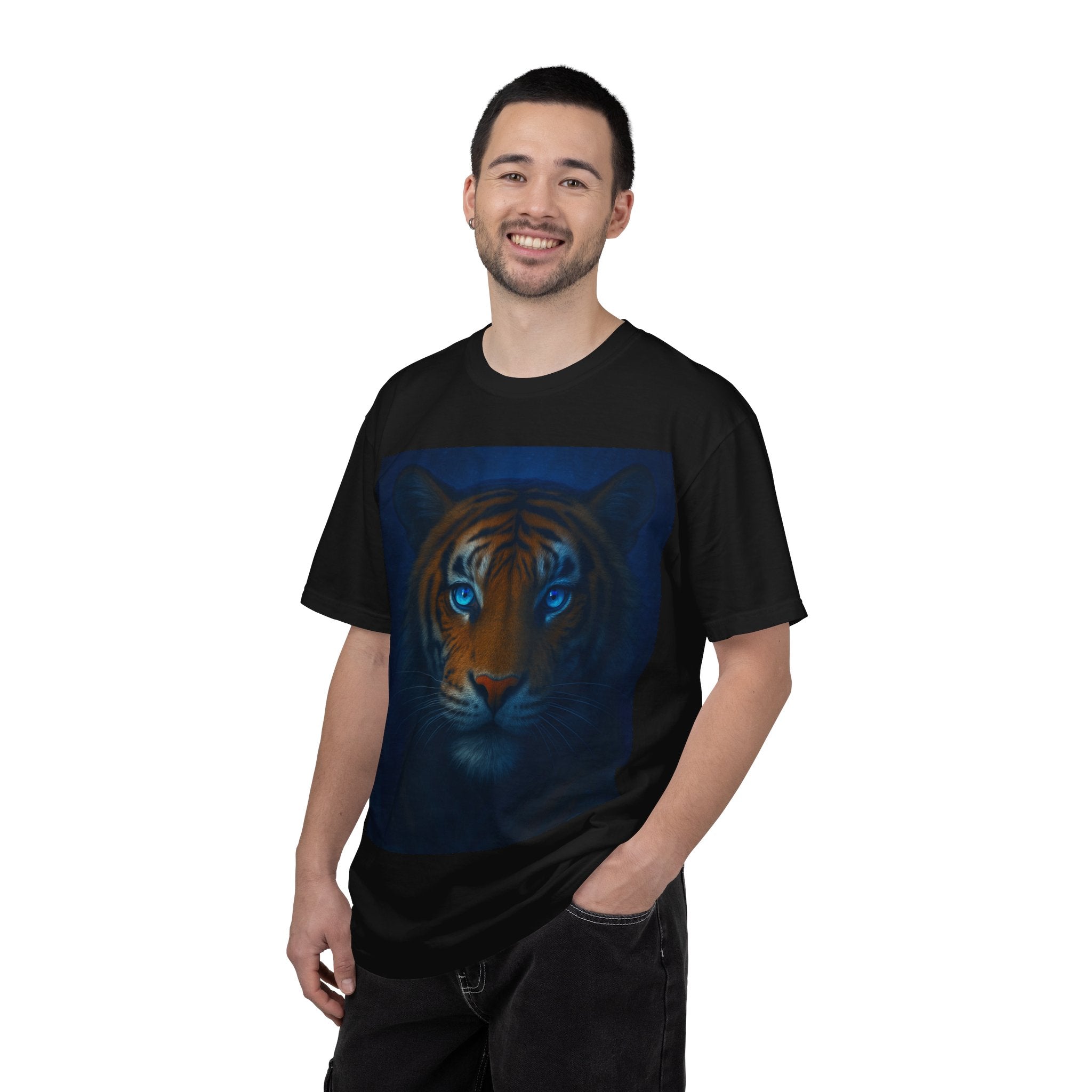 Blue-Eyed Tiger Portrait T-Shirt | Tiger Face Tee