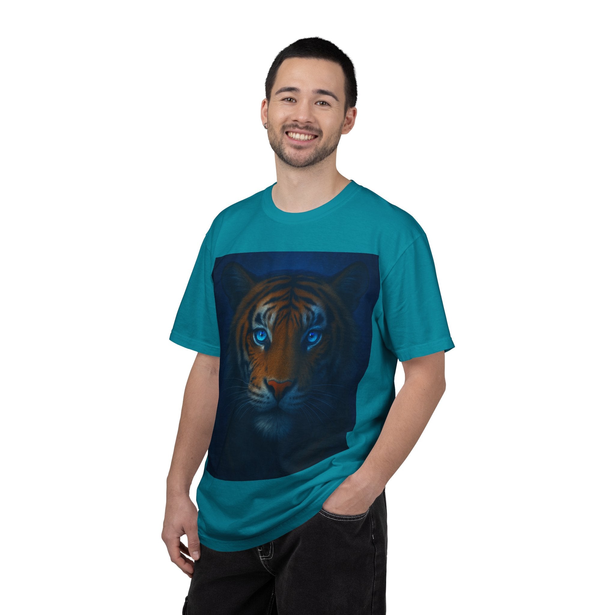 Blue-Eyed Tiger Portrait T-Shirt | Tiger Face Tee