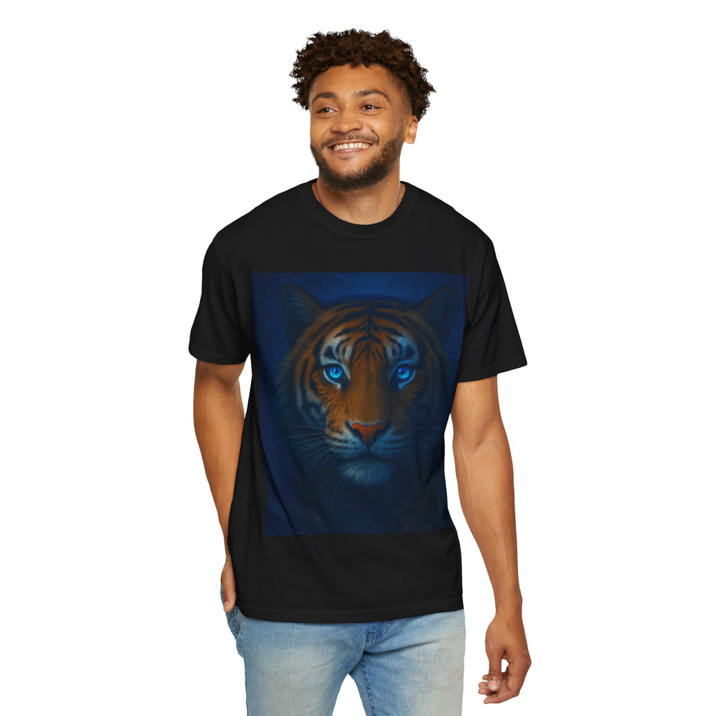 Blue-Eyed Tiger Portrait T-Shirt | Tiger Face Tee
