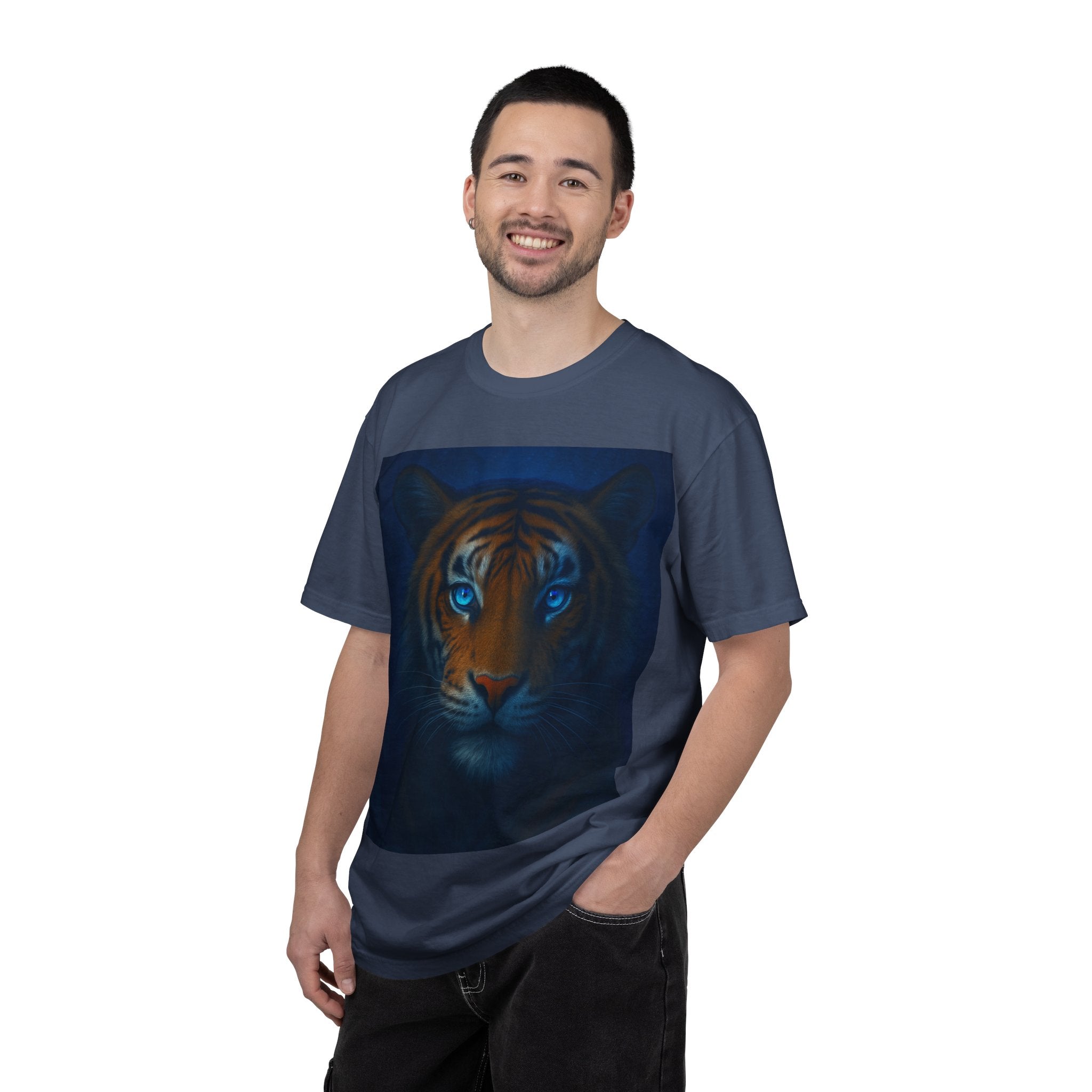 Blue-Eyed Tiger Portrait T-Shirt | Tiger Face Tee