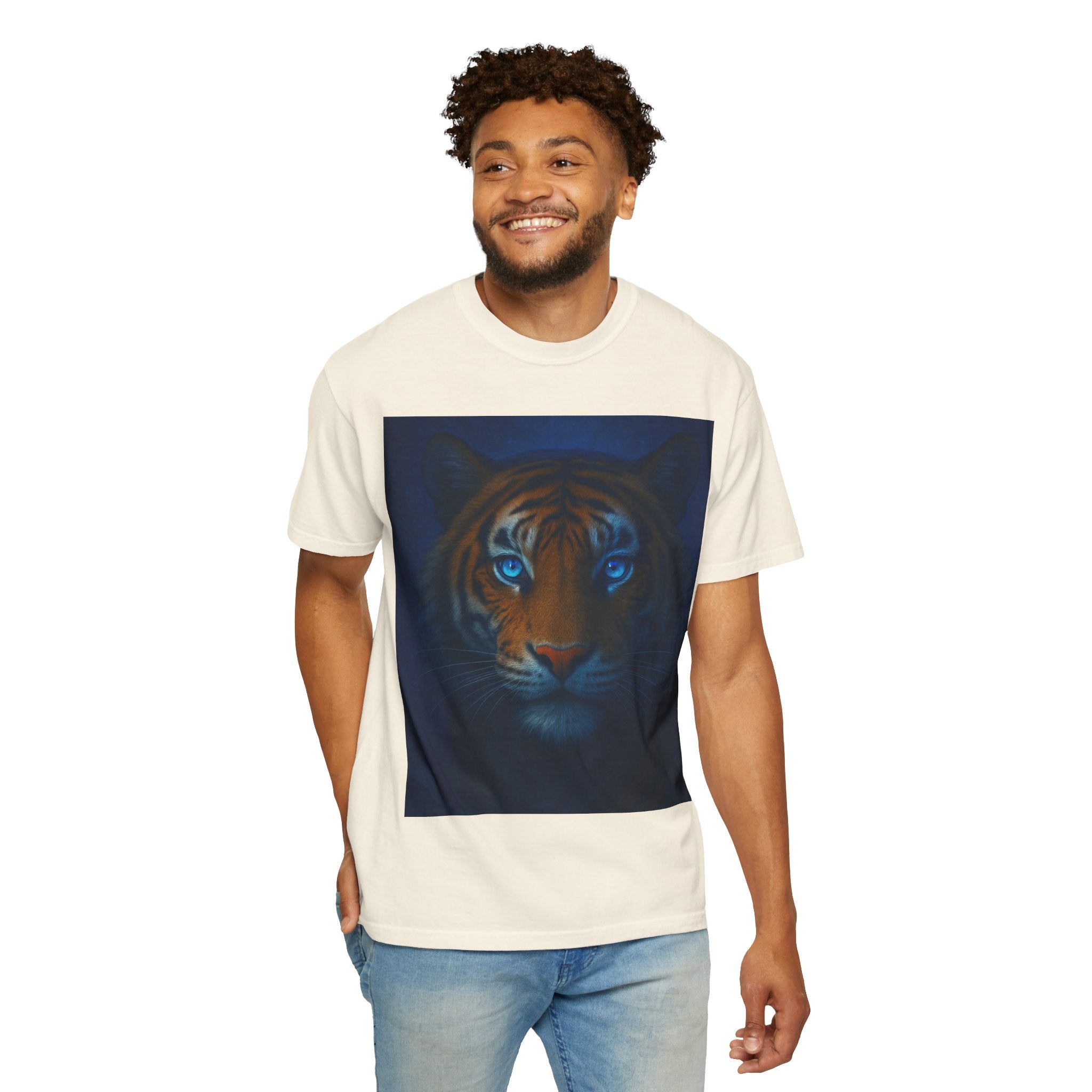 Blue-Eyed Tiger Portrait T-Shirt | Tiger Face Tee