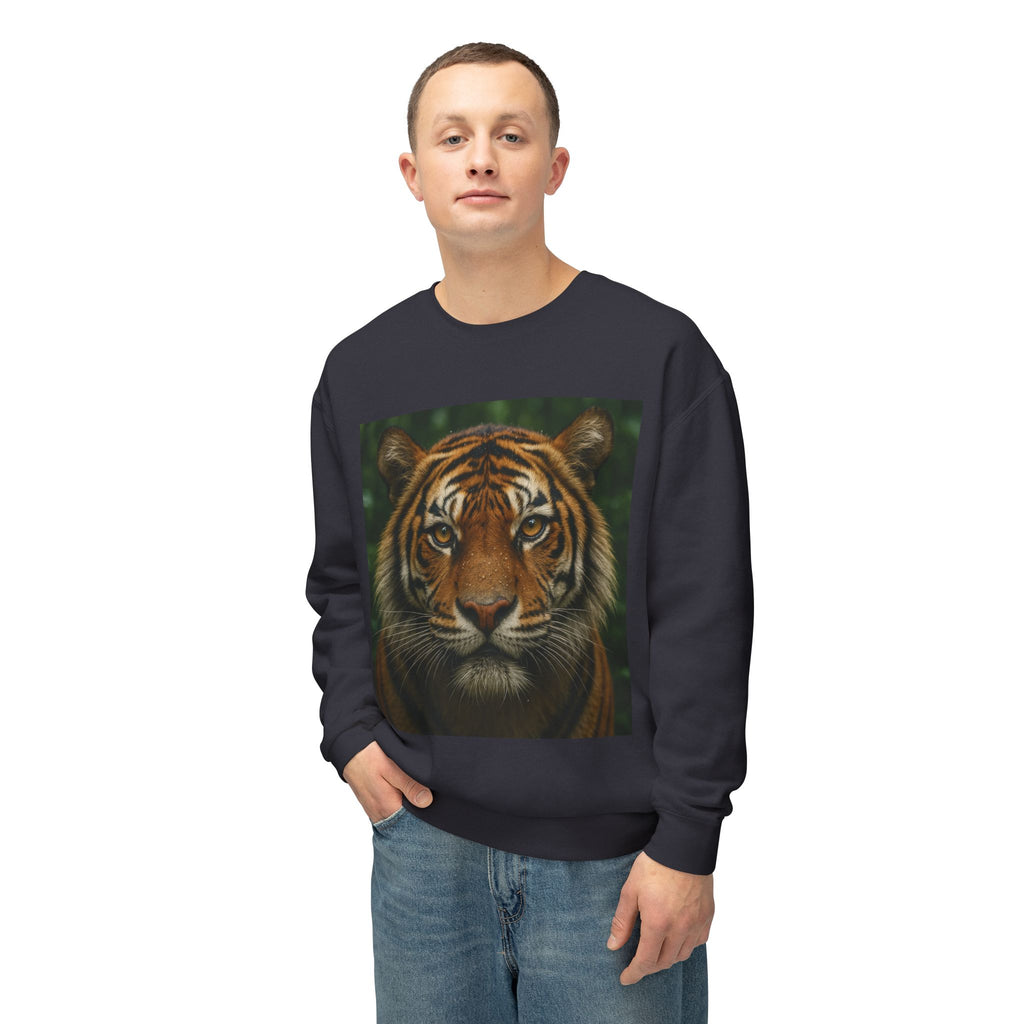 Tiger Face Crewneck Sweatshirt — Realistic Bengal Tiger Graphic