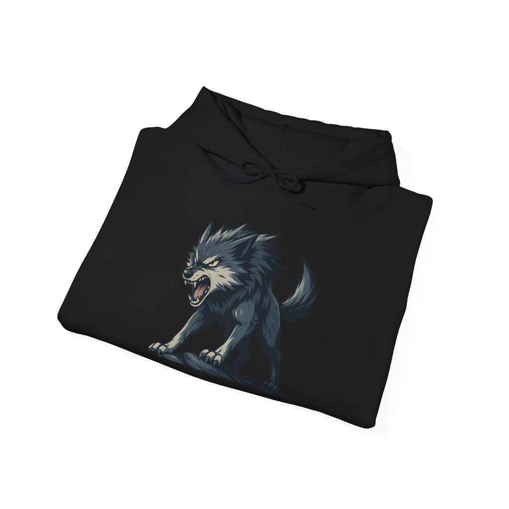 Growling Wolf Illustration Hoodie | Fierce Werewolf Graphic Sweatshirt