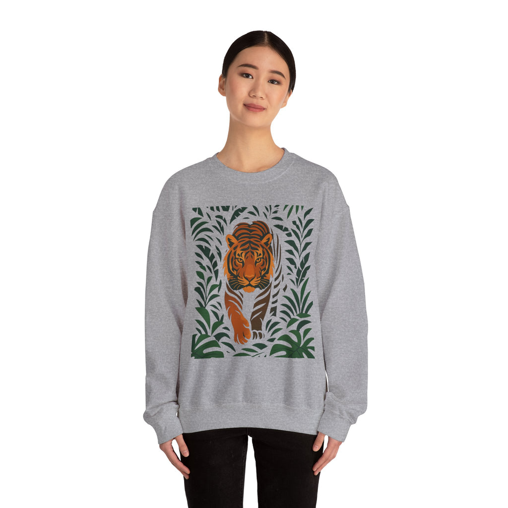 Tiger in the Jungle Crewneck Sweatshirt — Bold Tiger Graphic Pullover