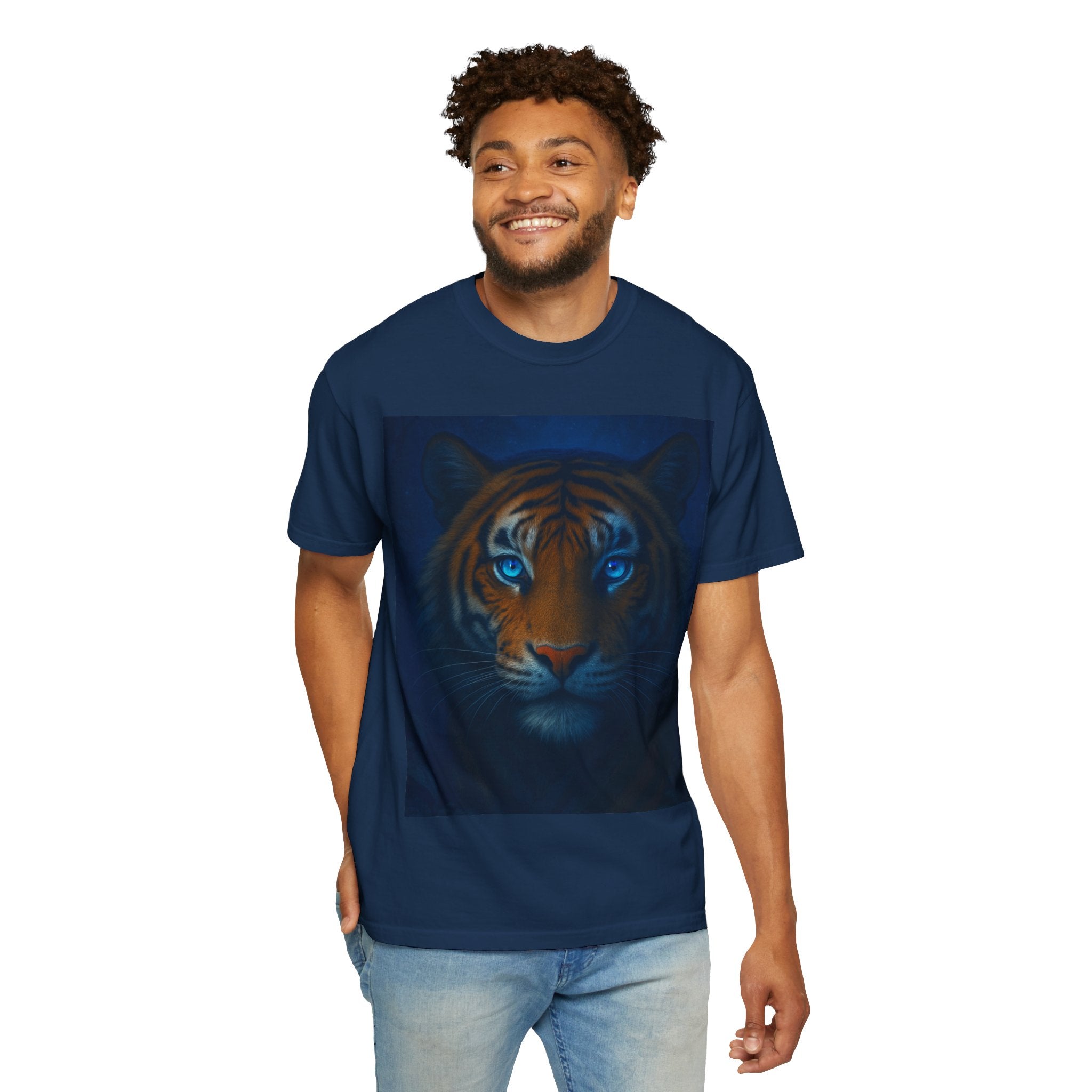 Blue-Eyed Tiger Portrait T-Shirt | Tiger Face Tee